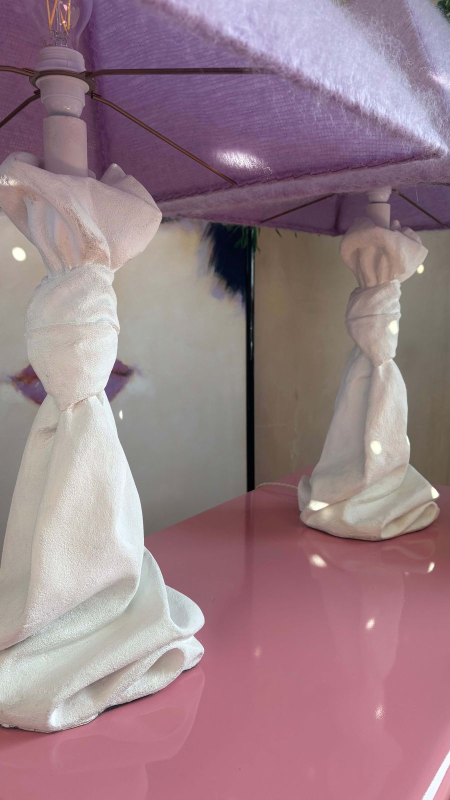Rare Pair Of 1970s John Dickinson Drape, Knotted Table Lamps photo buy