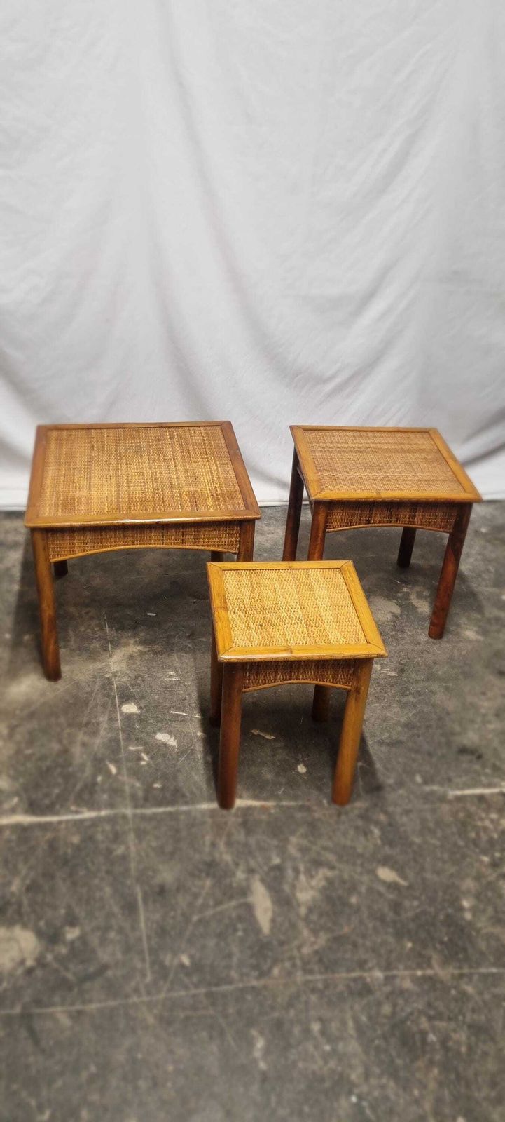 photo buy Vintage Bamboo Rattan Nest Of Tables.