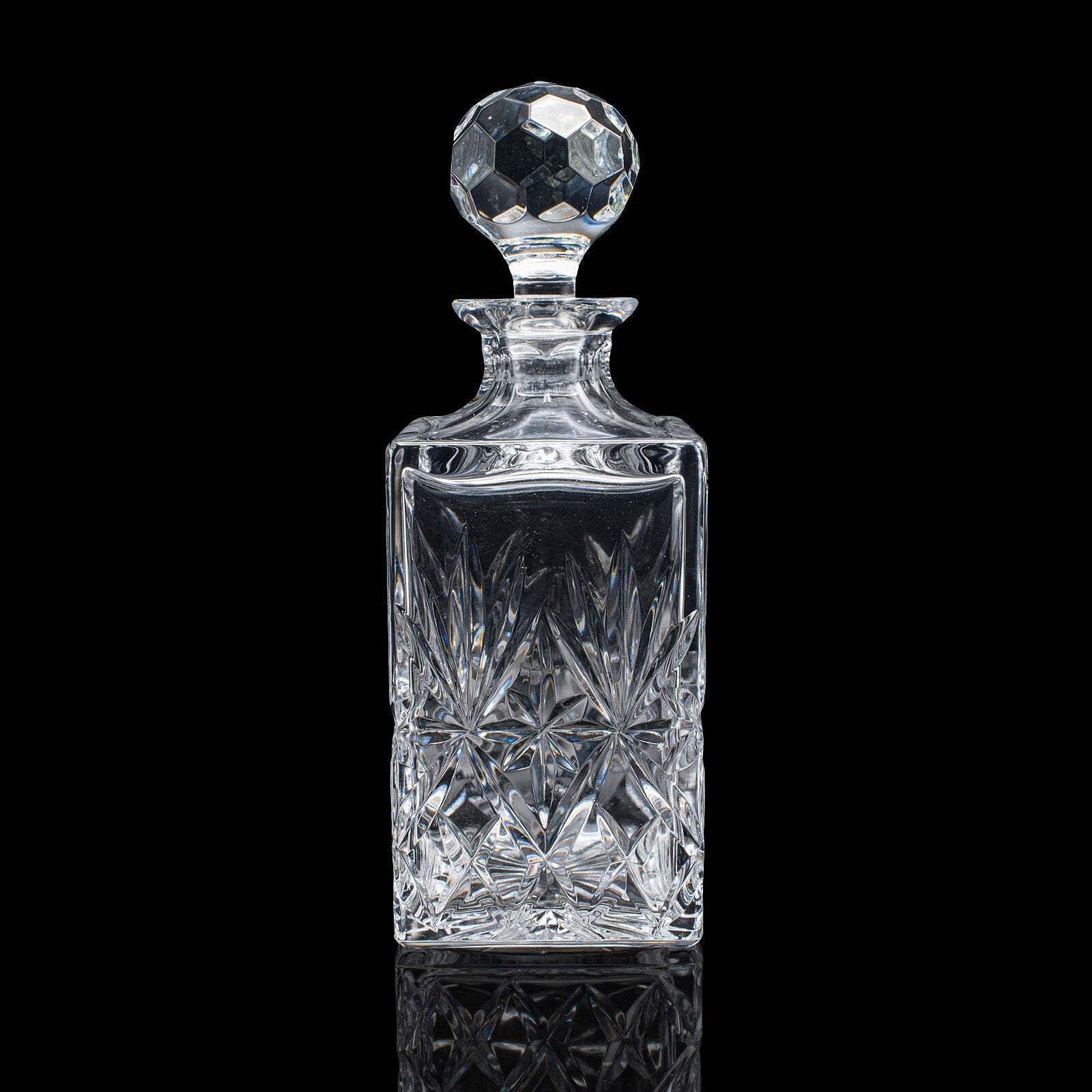 Vintage Whisky Decanter, English, Cut Glass, Scotch Bottle, Whiskey, Spirits photo for sale