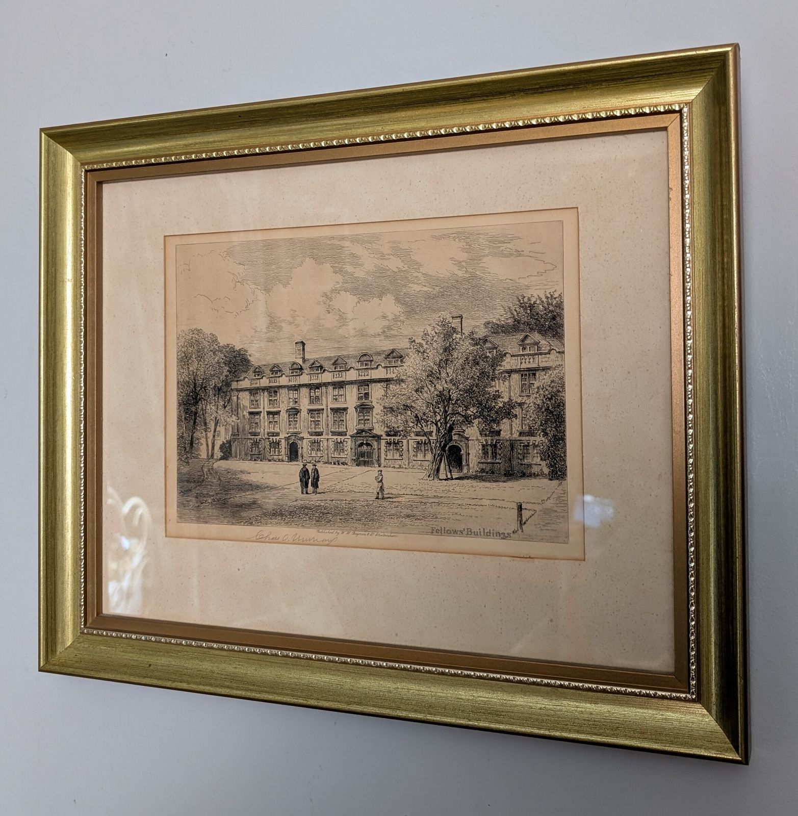 Antique Charles Oliver Murray Signed Framed Etching Fellows' Buildings