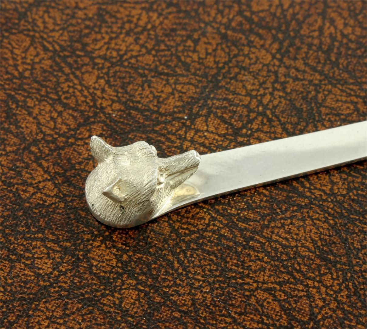 photo vinterior Antique Asprey Fox Head Silver Letter Opener. Paper Knife. Page Turner.