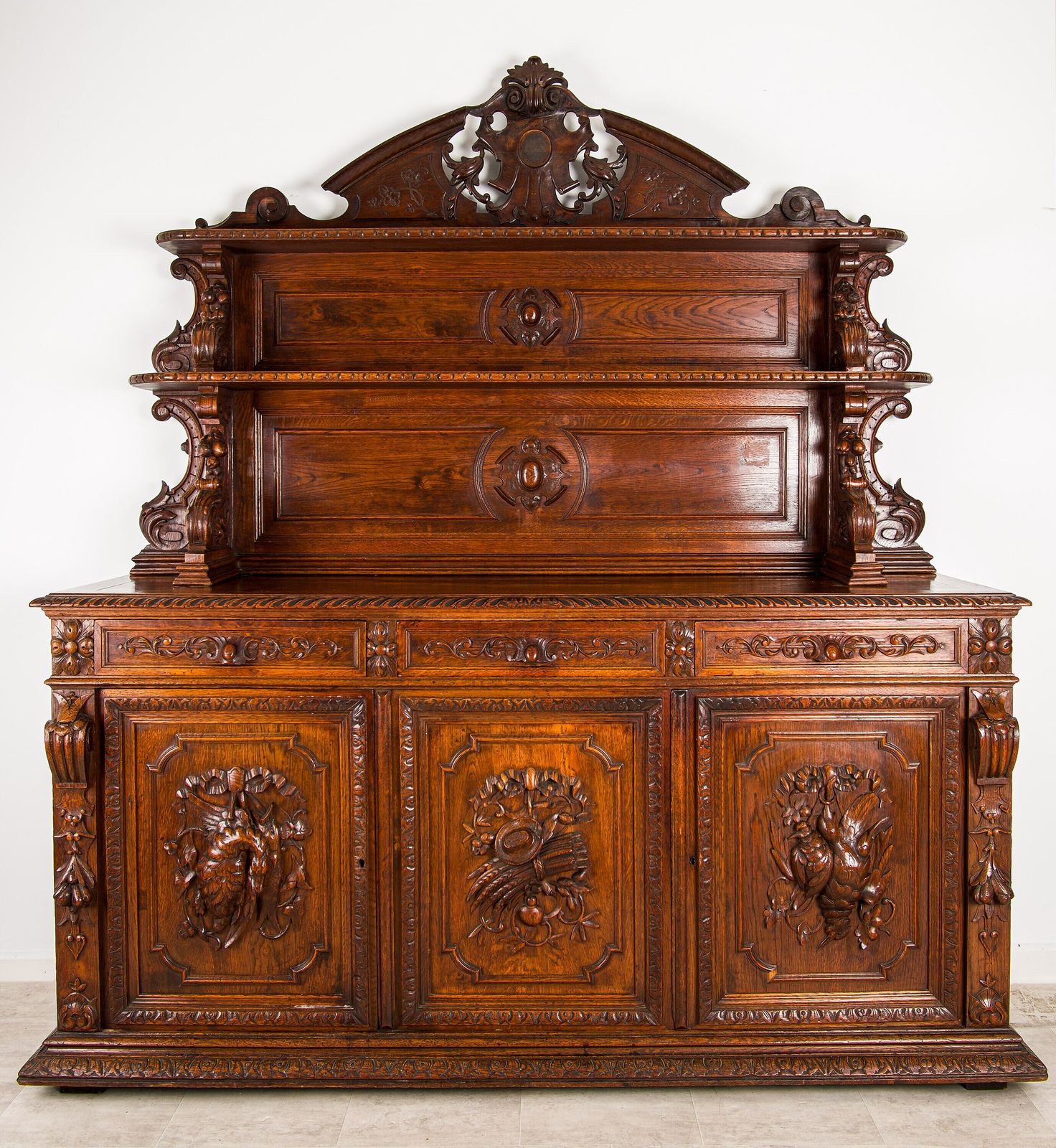 Antique French Oak Sideboard Buffet Circa 1880 Hand Carved 19th Century
