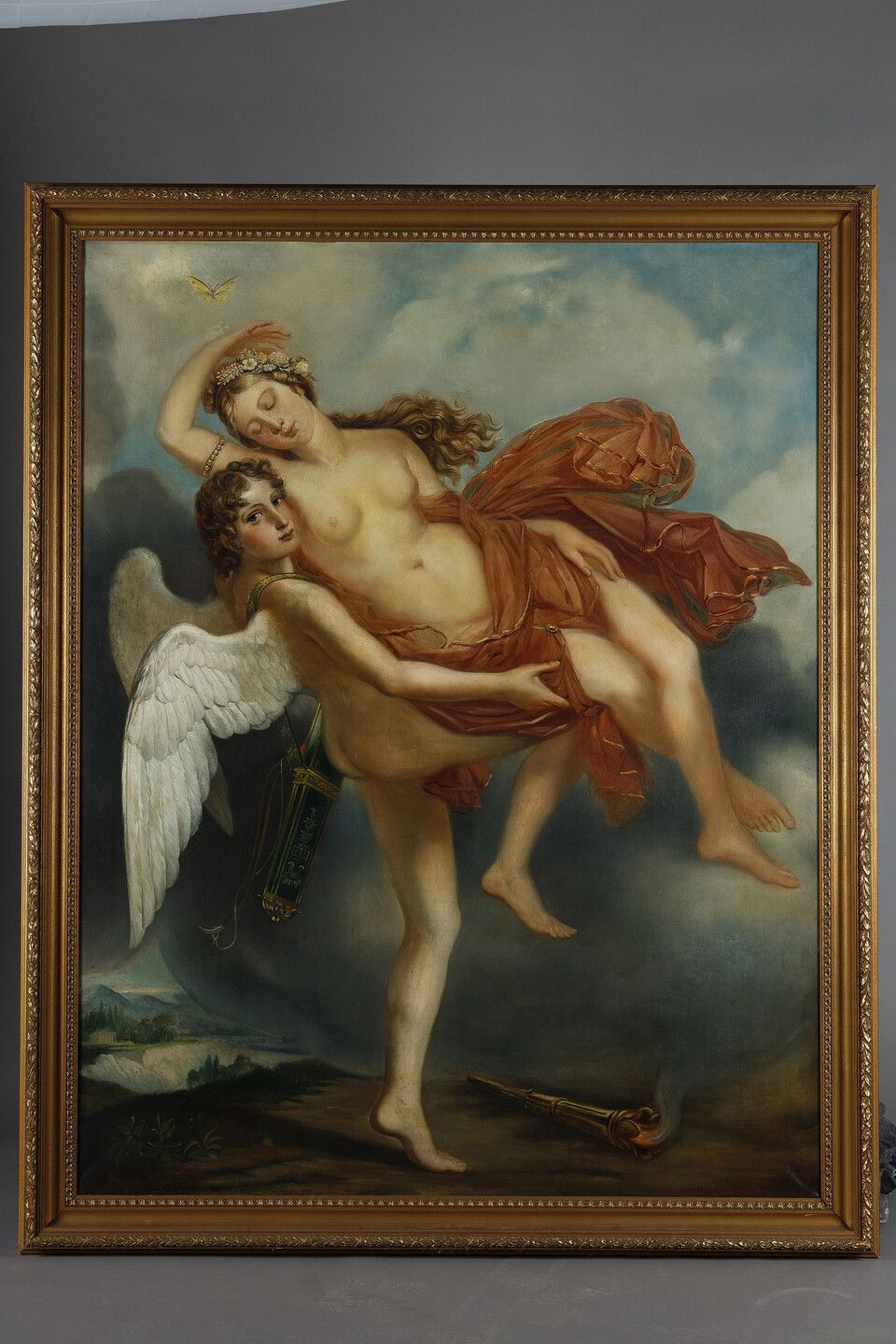 Very Large Painting Of Psyche And Love From The French Neoclassical School