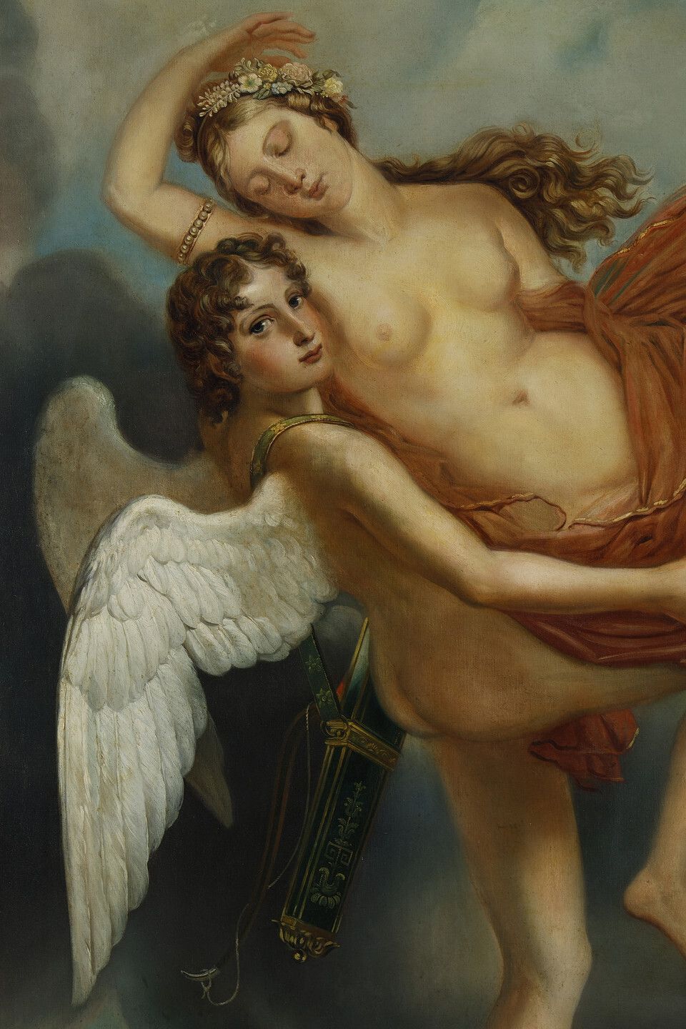 Very Large Painting Of Psyche And Love From The French Neoclassical School photo vinterior