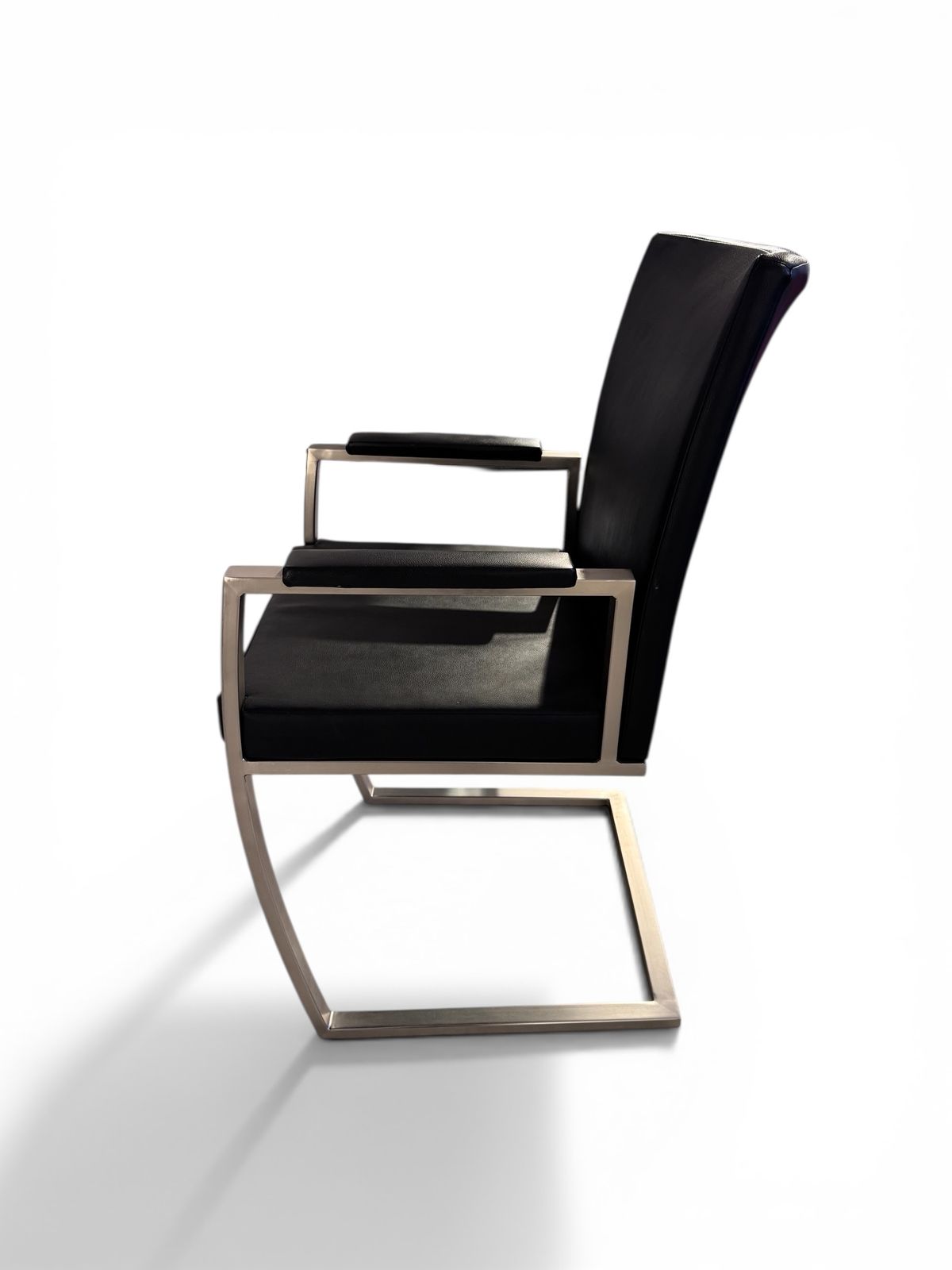 Italian Black Marble Dining Suite With Leather Cantilever Bauhaus Chairs photo Furniture