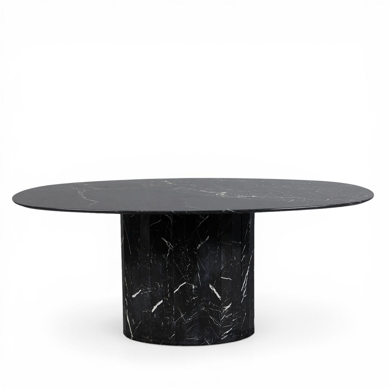 Italian Black Marble Dining Suite With Leather Cantilever Bauhaus Chairs photo vinterior