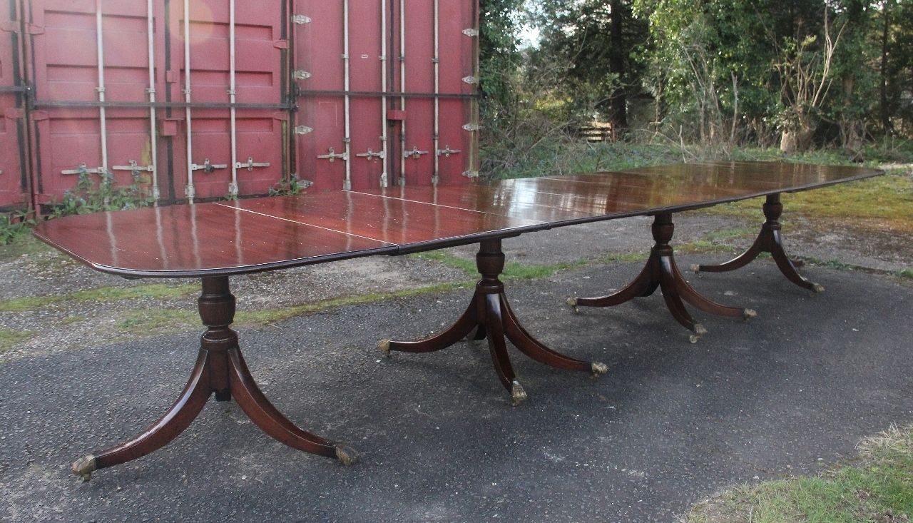 A Large Early 20th Century Mahogany Four Pedestal Dining Table