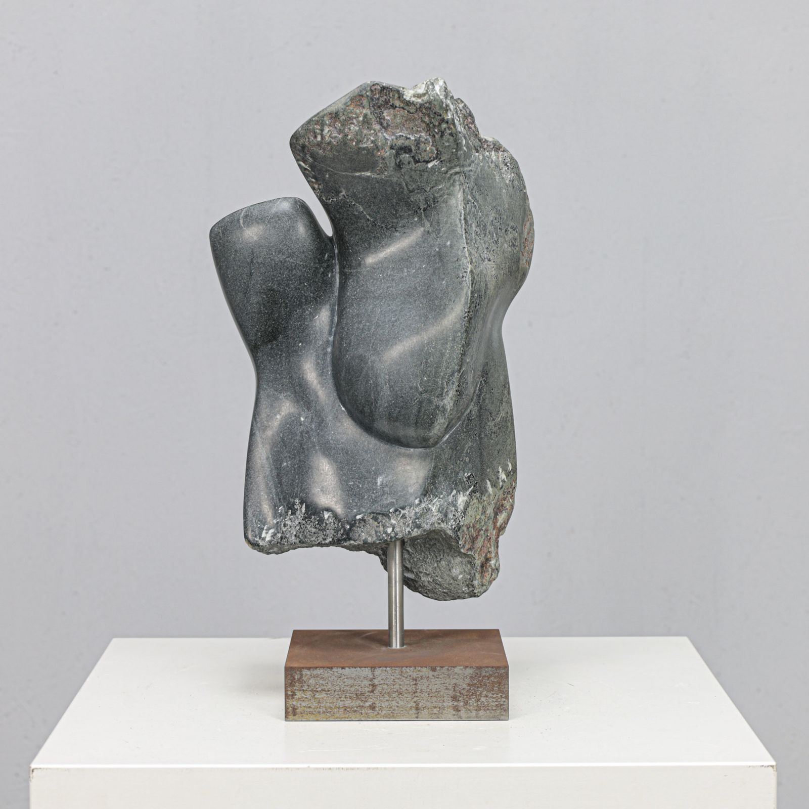 Abstract Dolomite Stone Sculpture By Ineke Van Zuuren, Netherlands, 1980s