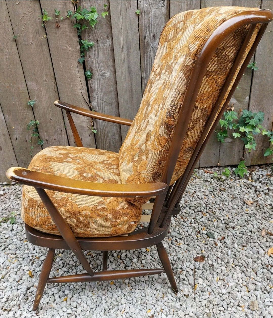 Mcm High Back Ercol 478 Chair Traditional Dark Finish Refurbished photo Furniture