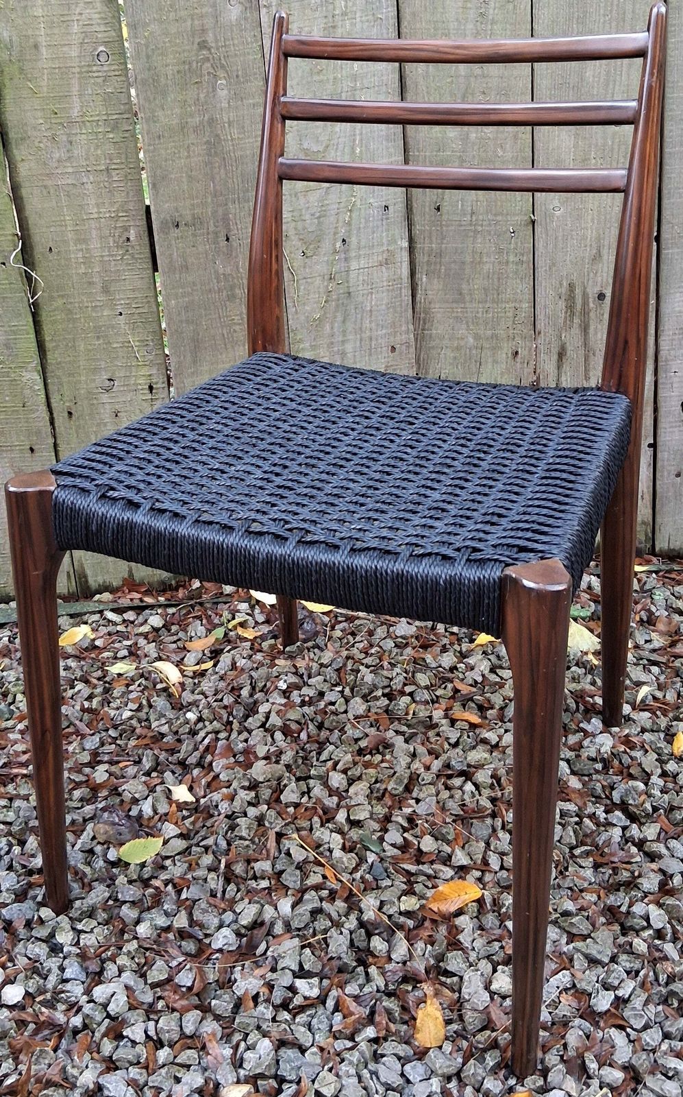 Mcm Ladder Back Danish Papercord Statement/Desk Chair Walnut Effect