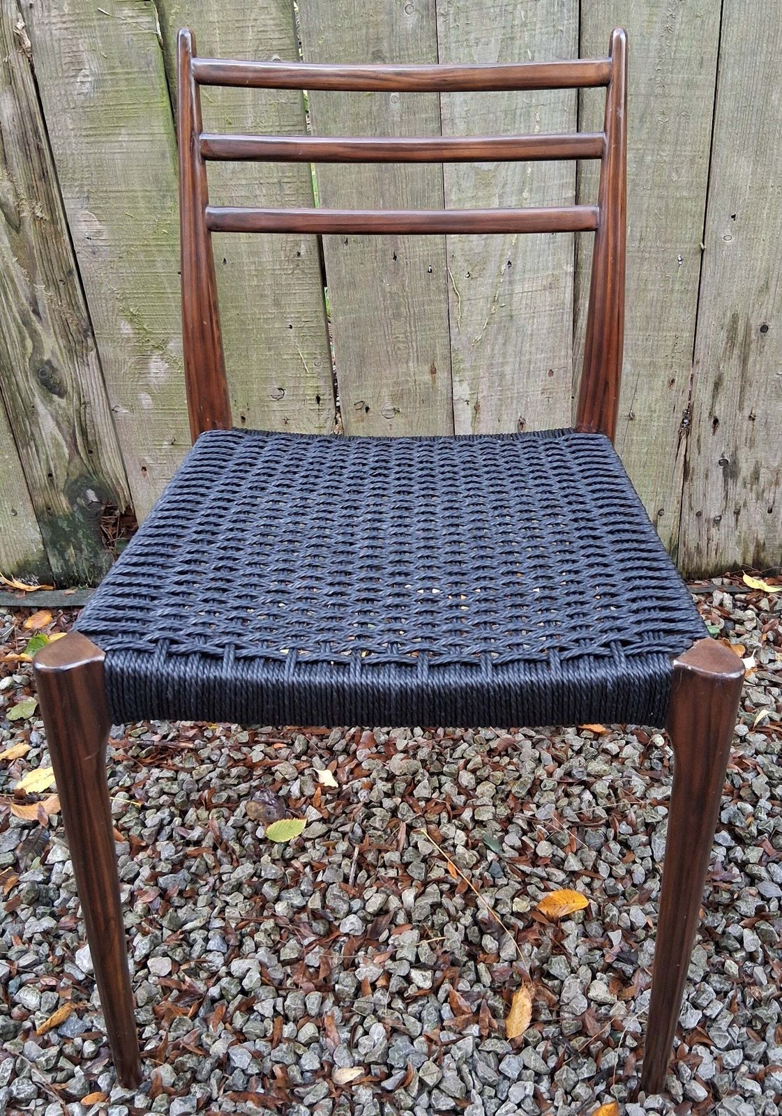 Mcm Ladder Back Danish Papercord Statement/Desk Chair Walnut Effect photo for sale
