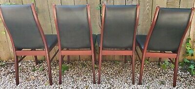 Mid Century Modern Danish Farstrup Rosewood Black Vinyl Chairs 4 photo for sale