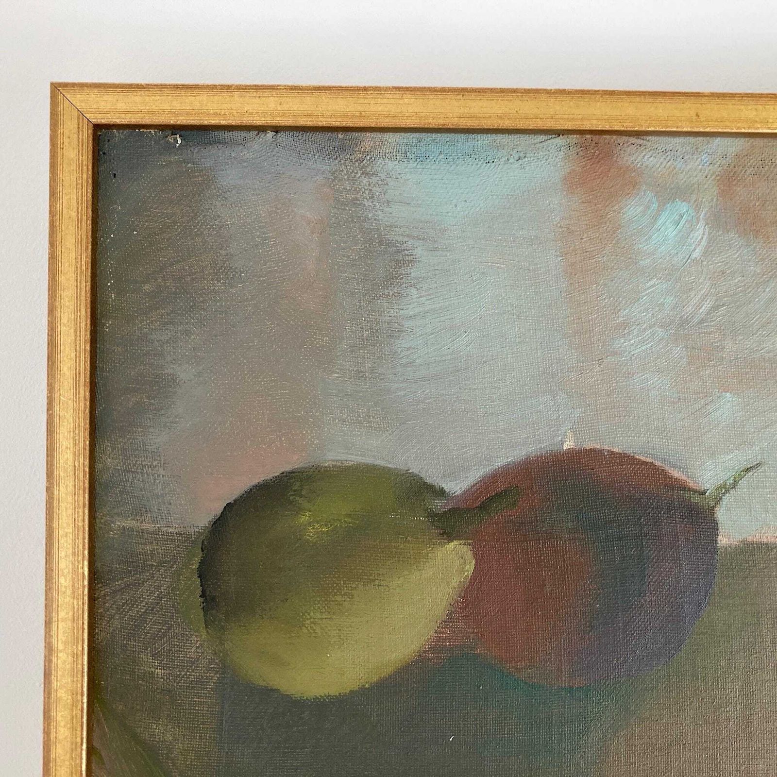 Still Life Of Pears   Vintage Mid Century Modern Scandinavian Original Oil Painting photo vinterior