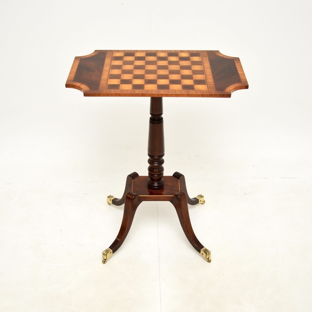 Antique Regency Style Inlaid Mahogany Chess Table photo furniture