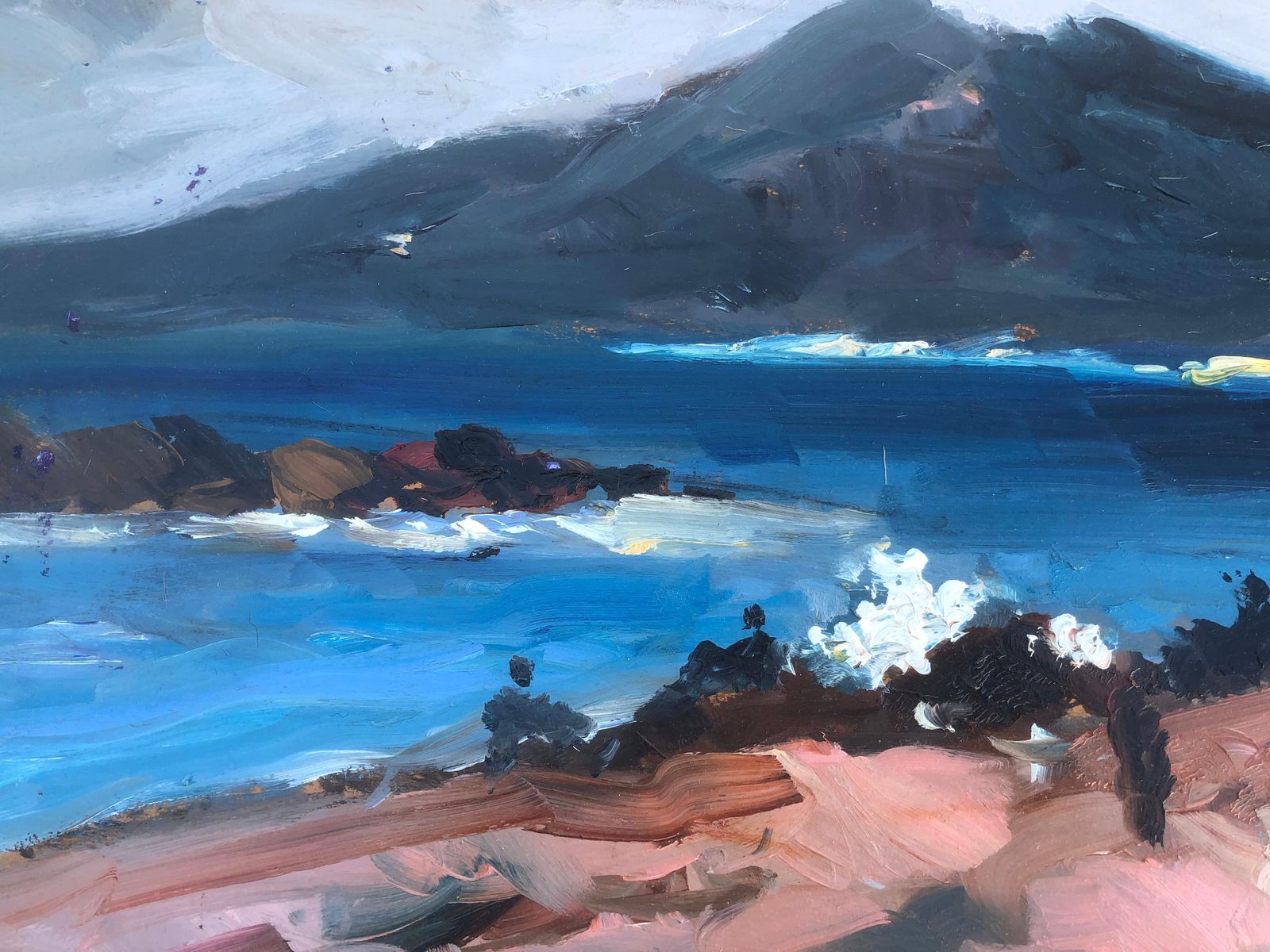 Joan Vives Maristany Mediterranean Coastal Landscape Oil Painting Spanish Impressionist Modern Plein Air Style 1990s photo buy