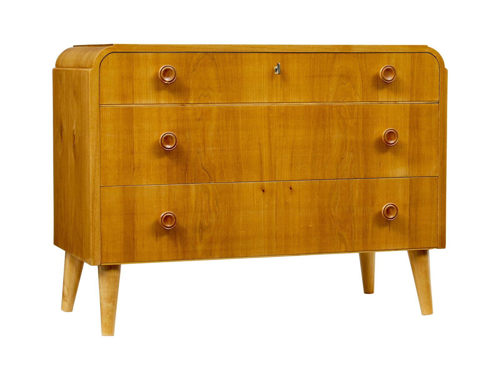 Mid Century Swedish Elm Chest Of Drawers