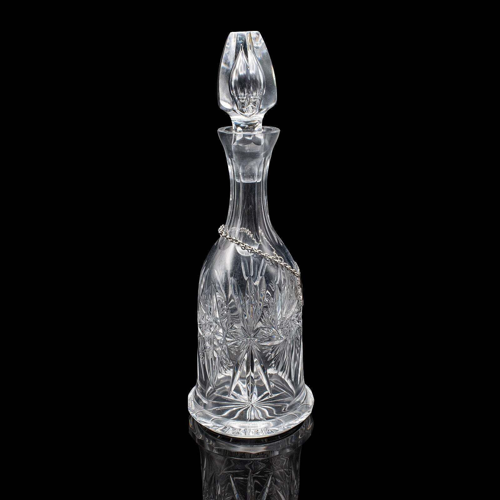 Vintage Port Decanter, English, Glass, Silver Label, Spirit Bottle, Mid Century photo Home Decor