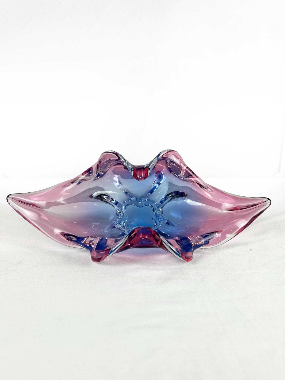 Mid Century Sommerso Art Glass Bowl: Blue Pink Chribska Jozef Hospodka photo furniture
