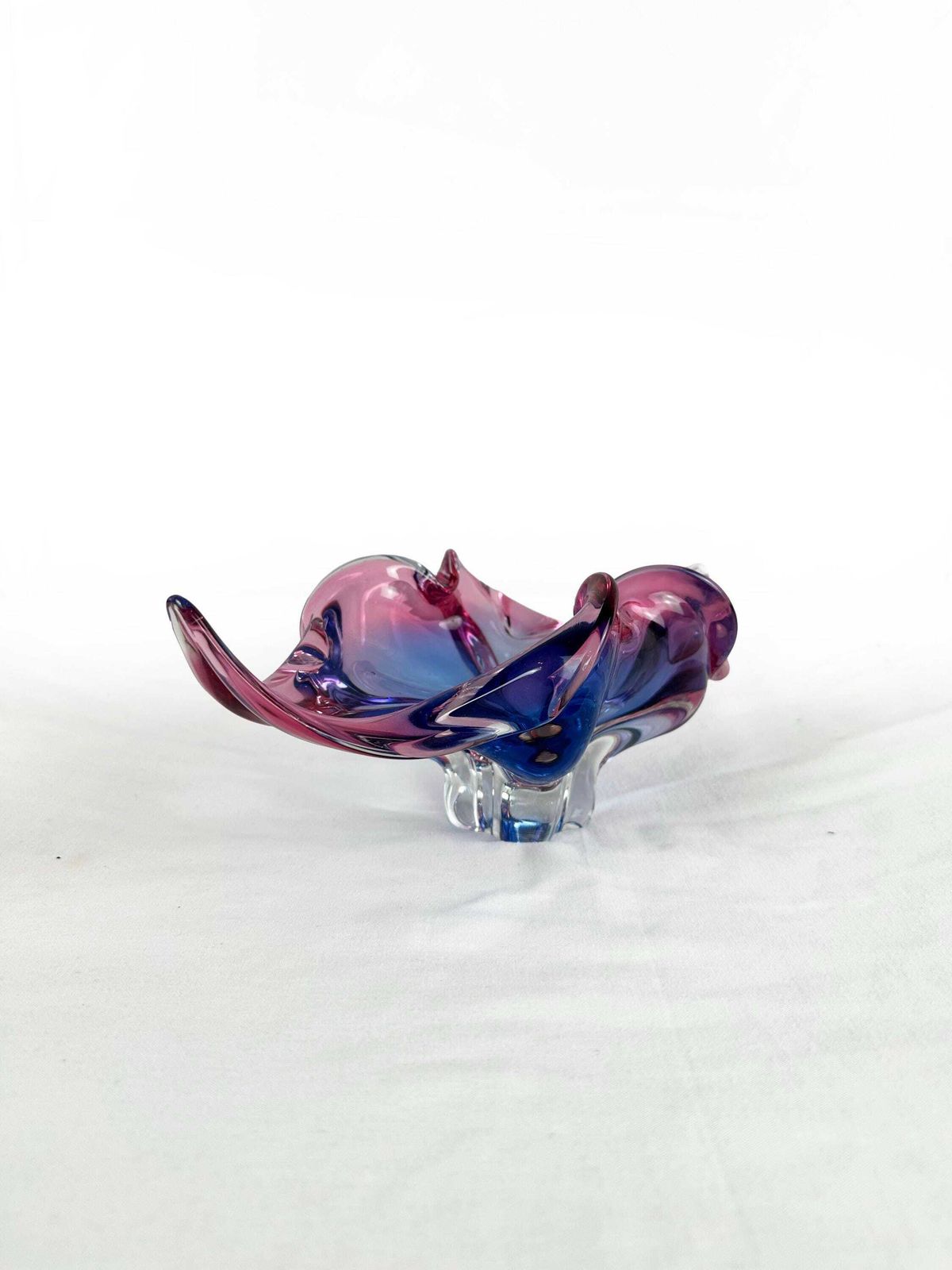 photo buy Mid Century Sommerso Art Glass Bowl: Blue Pink Chribska Jozef Hospodka