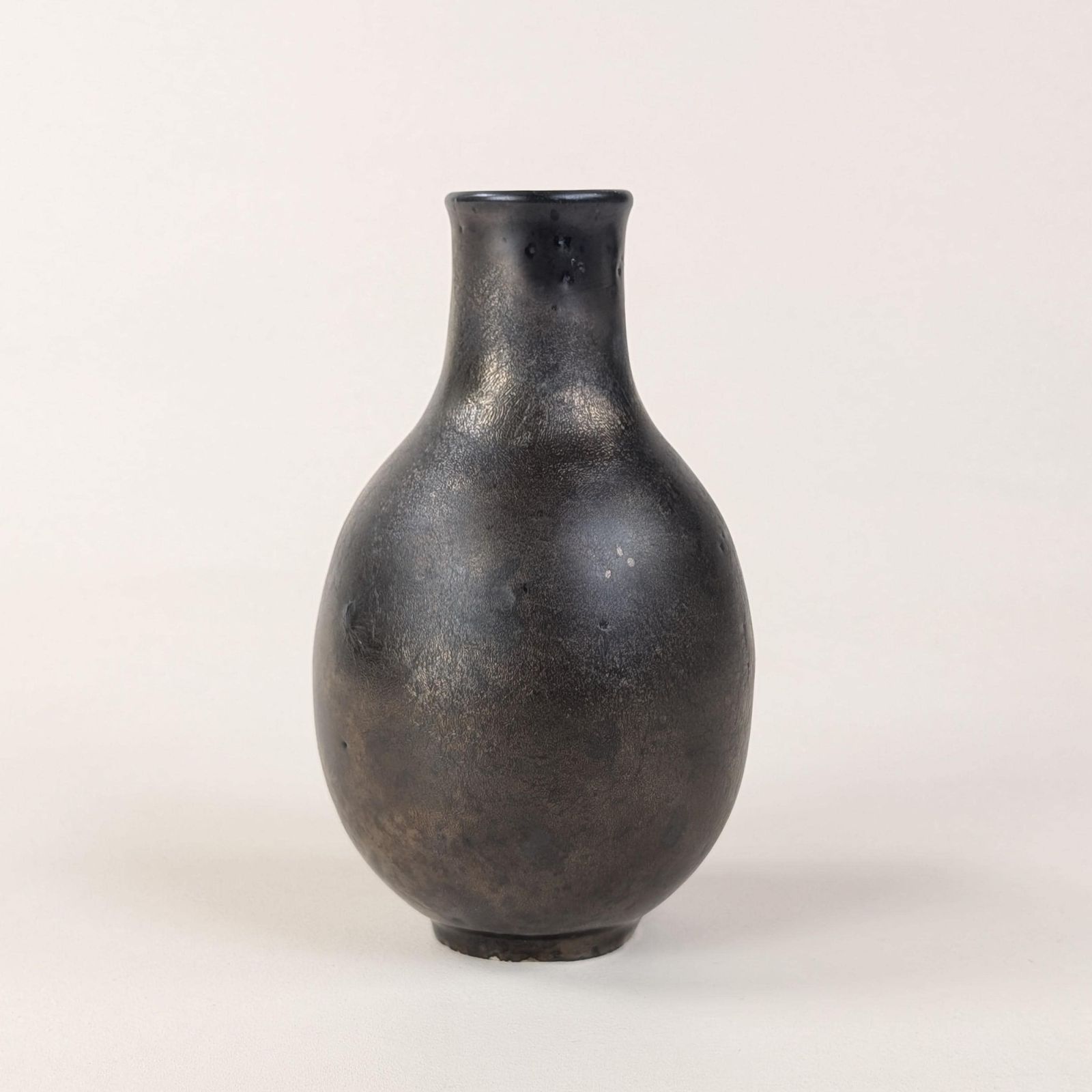Rare Greber Iridescent Ceramic Vase, French Art Deco Stoneware, Metallic Glaze Studio Pottery, Antique Beauvais Marked Base photo Home Decor