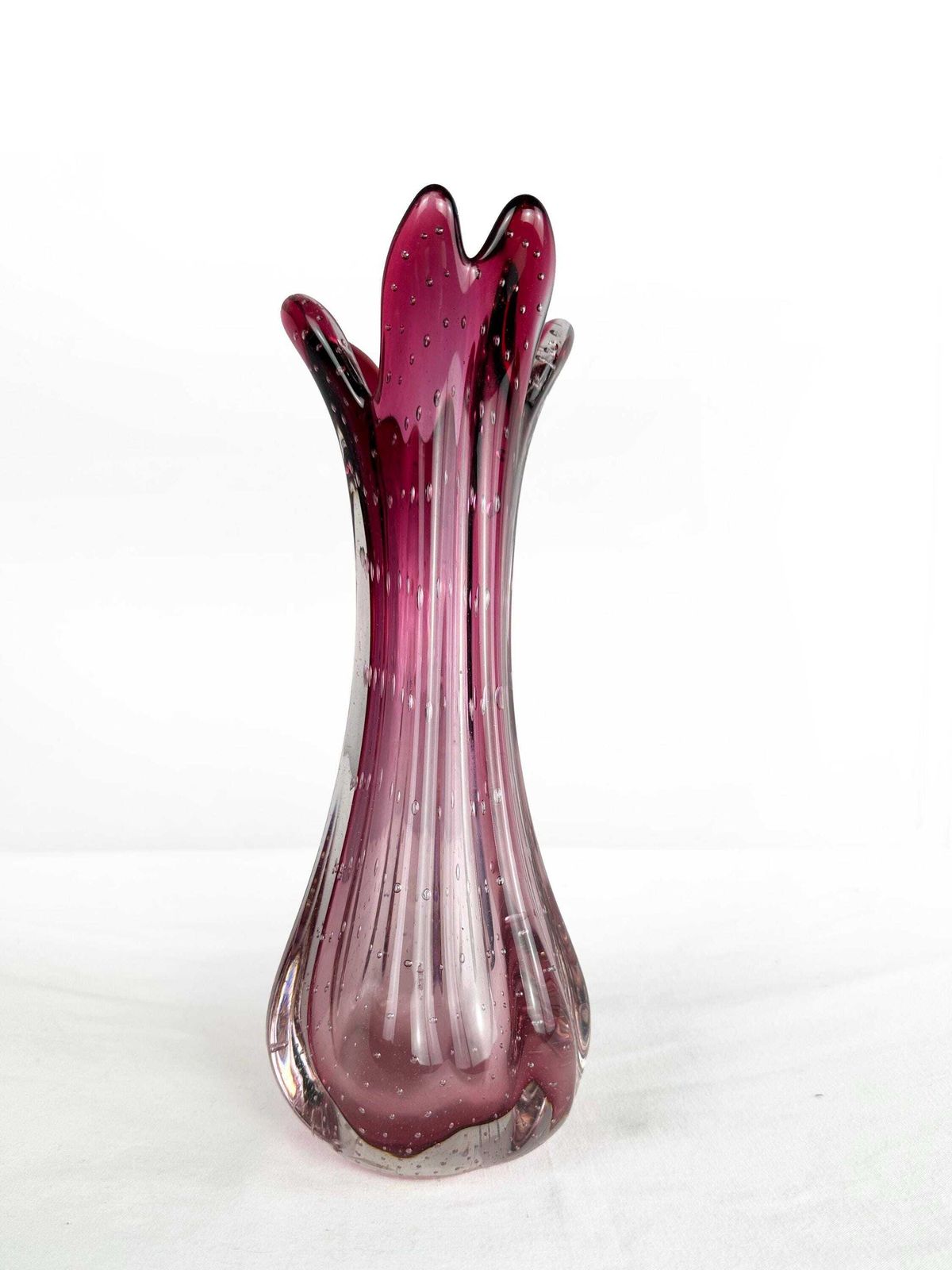 Vintage Mid Century Bullicante Murano Swung Art Glass Vase Circa 1960 photo for sale