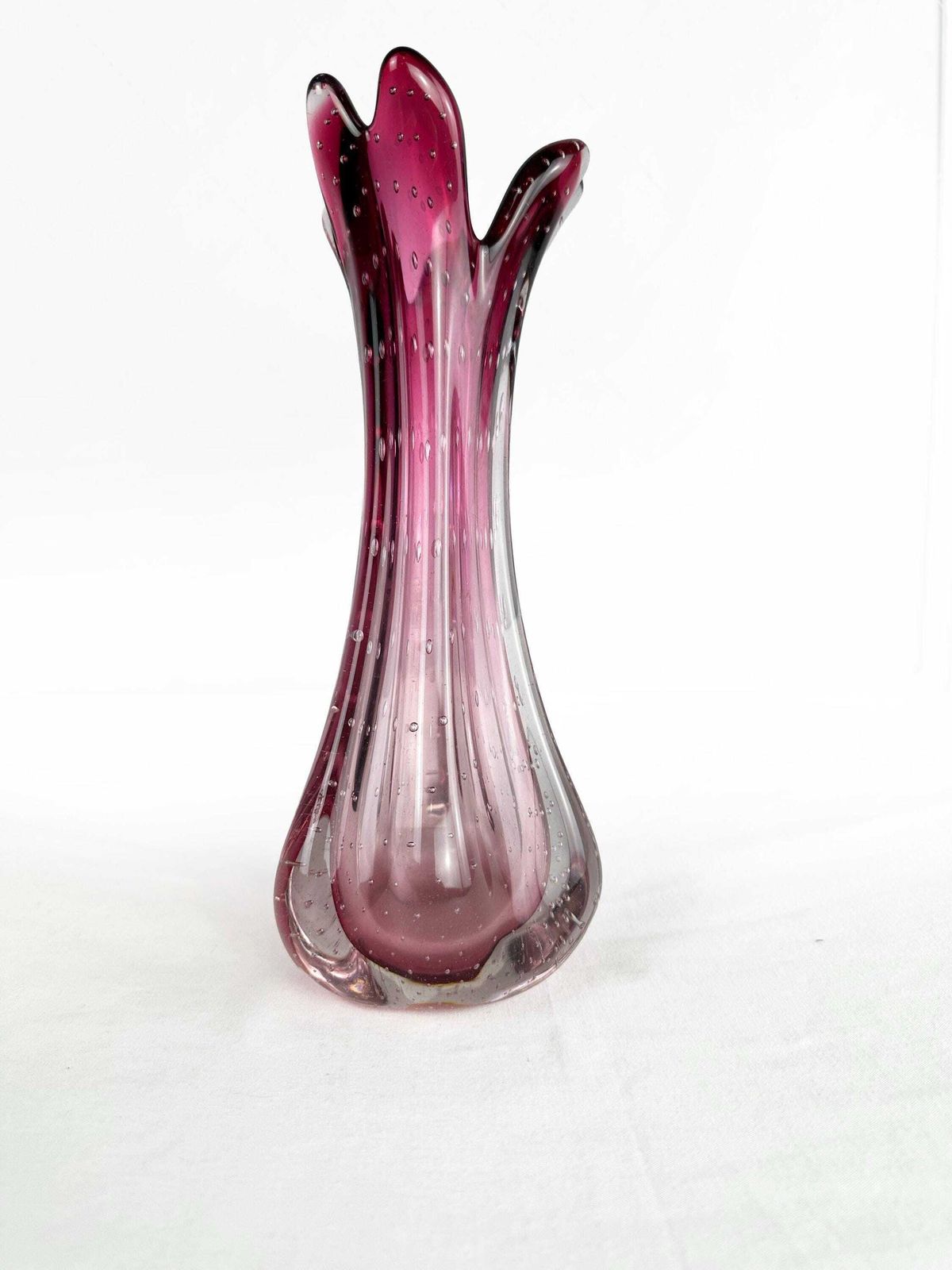 Vintage Mid Century Bullicante Murano Swung Art Glass Vase Circa 1960 photo Home Decor