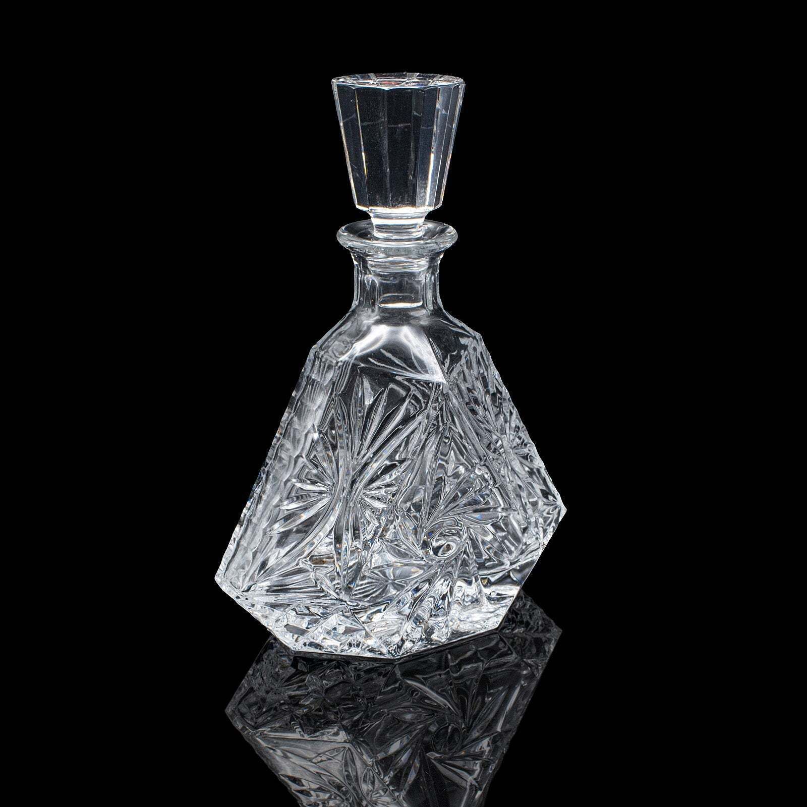 Vintage Liqueur Decanter, English, Crystal Glass, Spirit Bottle, Barware, C.1970