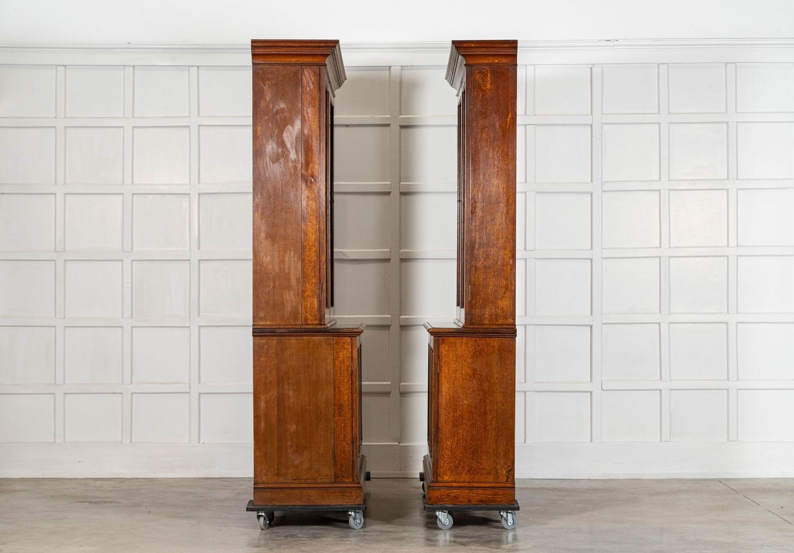 photo for sale Large 19thc English Oak Glazed Bookcase Cabinet