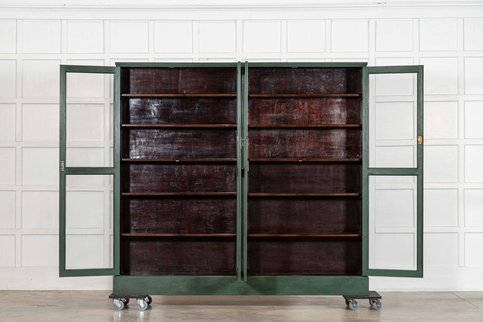 Large 19thc English Painted Mahogany Glazed Bookcase photo furniture