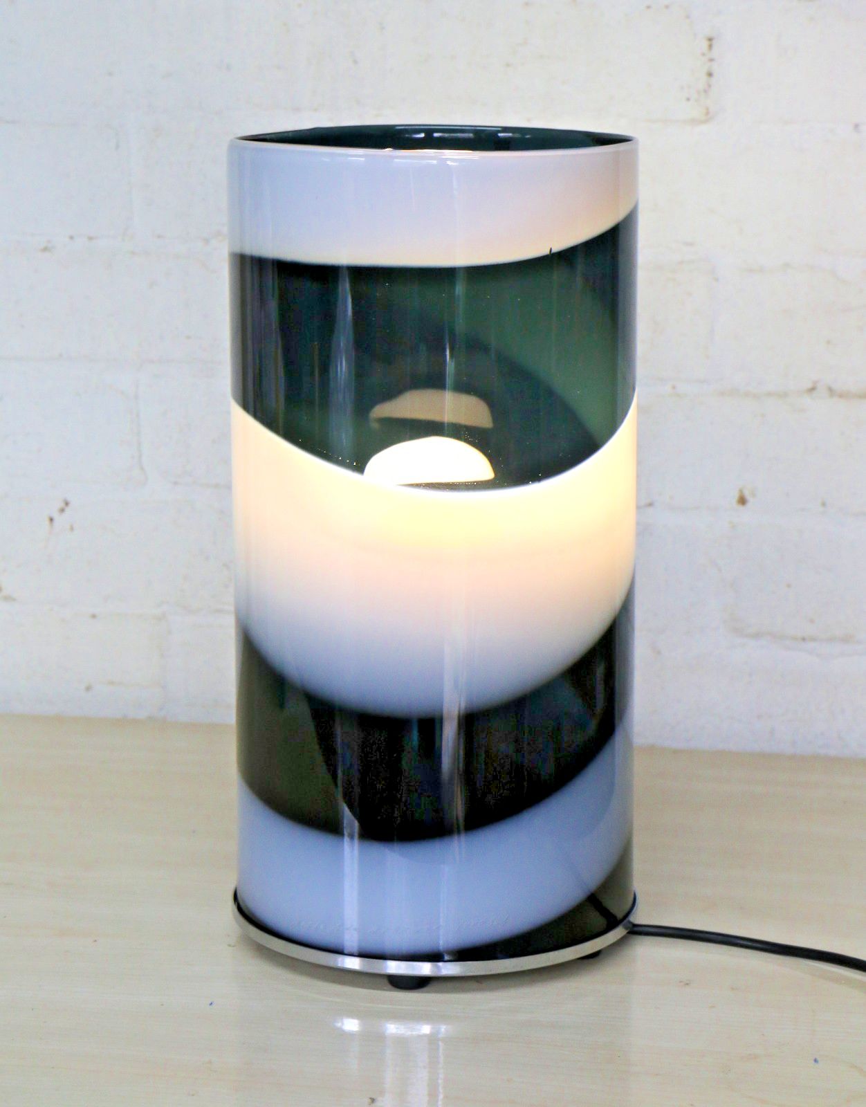 Table Lamp A Kosta Boda "Power" Glass Black & White Lamp Anna Ehrner Signed Vgc photo furniture