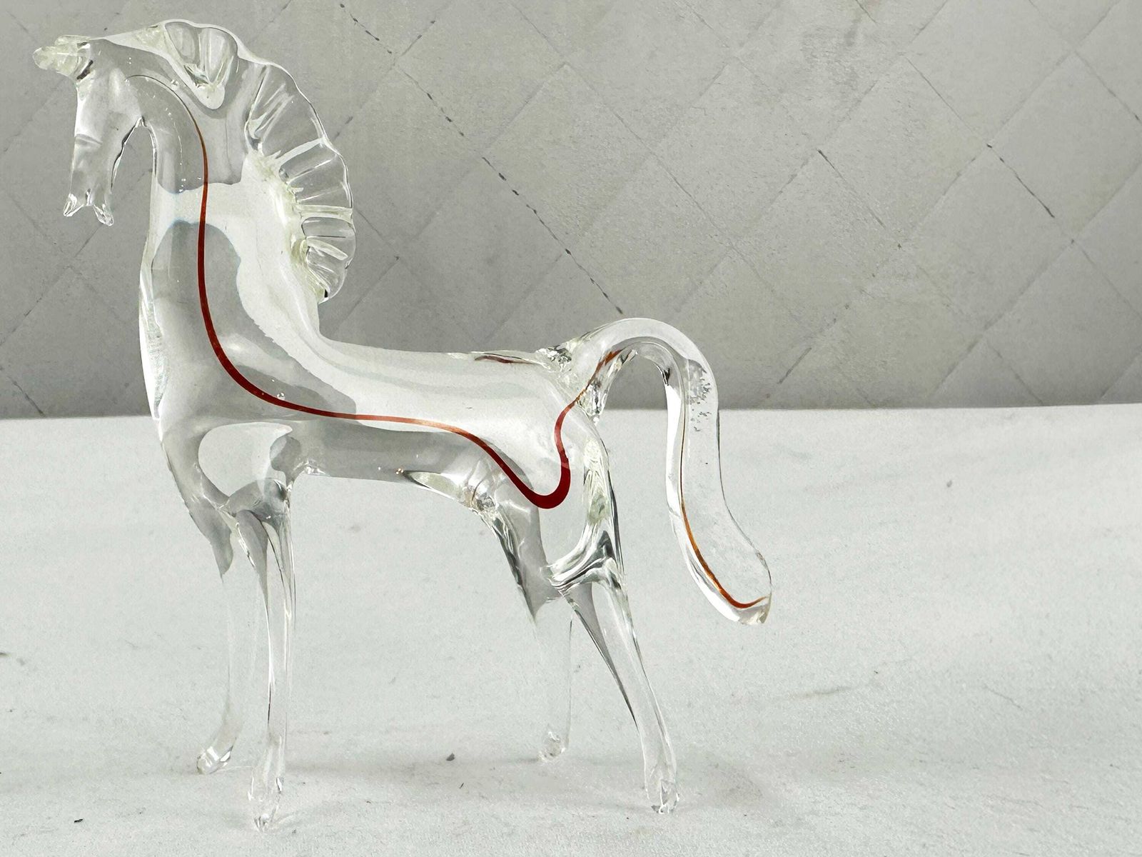 photo furniture Two Mid Century Murano Sommerso Horse Figurines Made In Italy 1970