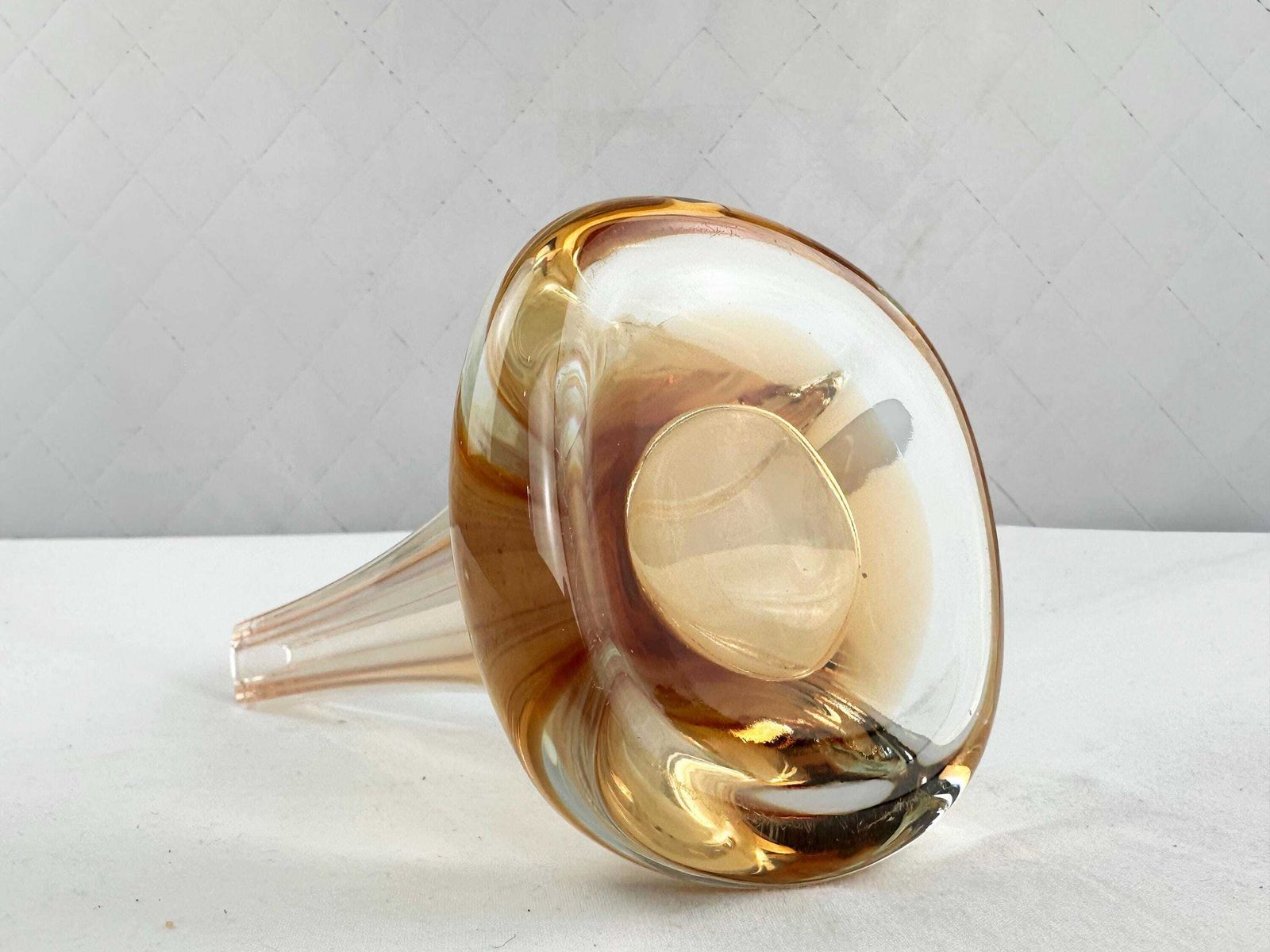 Set Of Four Mid Century Art Glass Vases, Mcm Orange White Brown Palette photo vintage