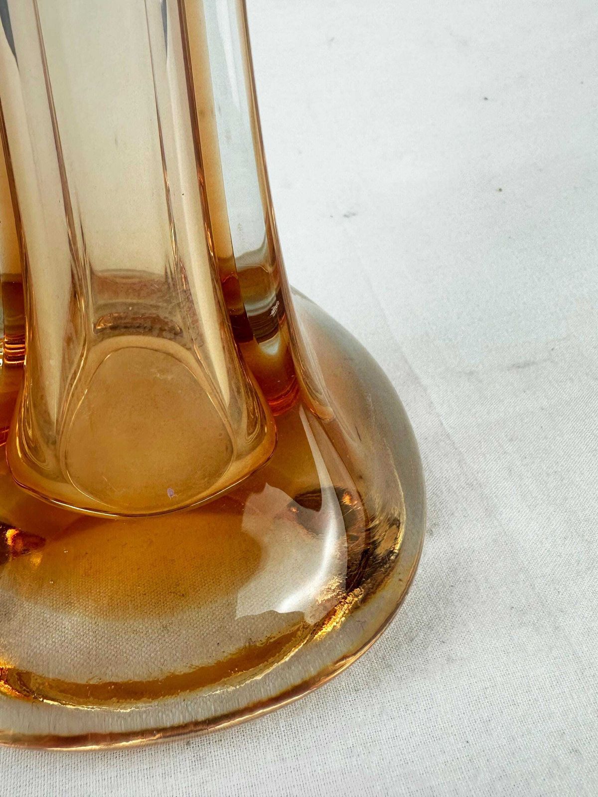 photo for sale Set Of Four Mid Century Art Glass Vases, Mcm Orange White Brown Palette