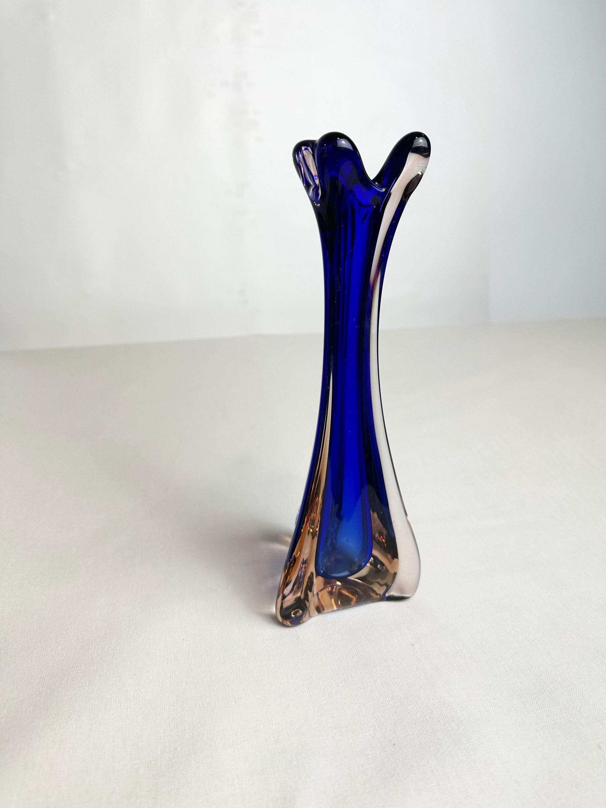 Mid Century Murano Cobalt Blue Sommerso Art Glass Vase 1960 photo furniture