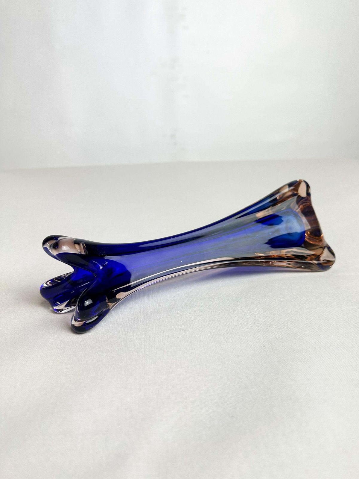 Mid Century Murano Cobalt Blue Sommerso Art Glass Vase 1960 photo buy