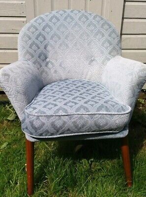 Mcm Pair Of Toothill Cocktail Chairs Powder Blue Embossed Velvet photo for sale