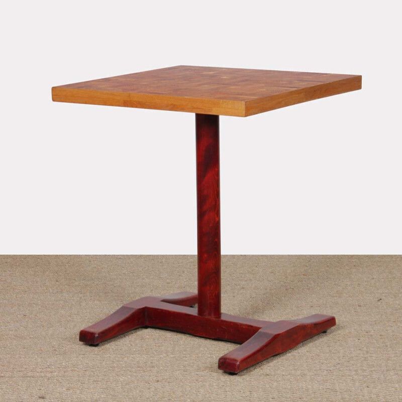 A Square Topped Dining Table Made Of Solid Wood, Dating From The 1980s