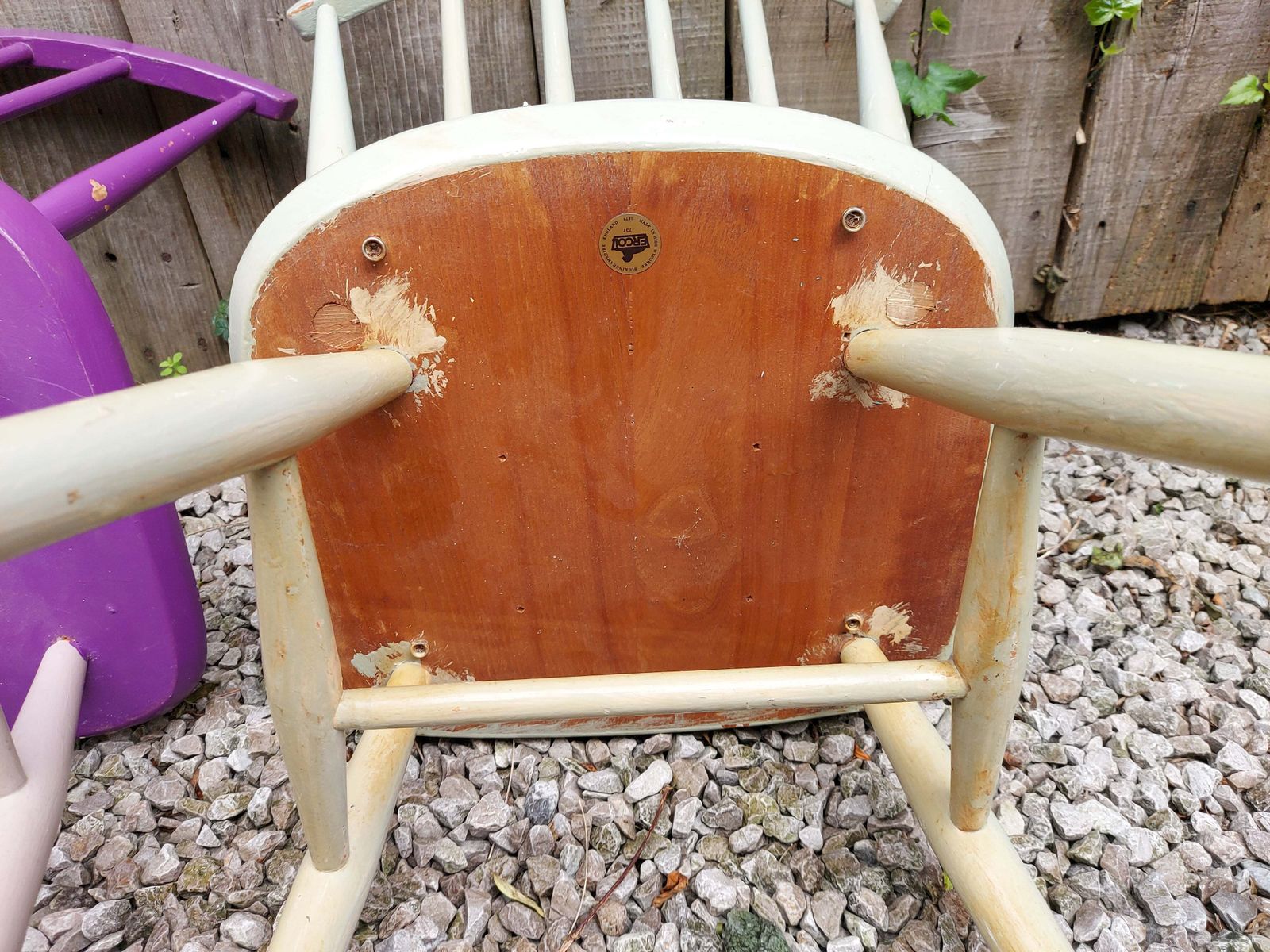 photo furniture Mcm Ercol 737 Dining Chairs Set Of 4 Painted 2 With Gold Label