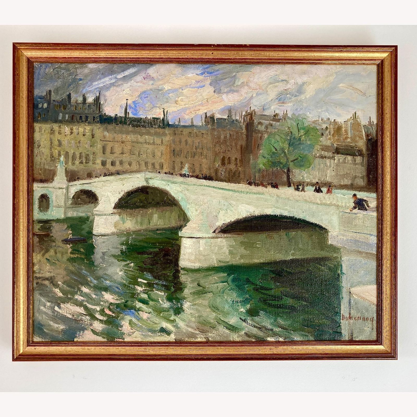 Paris   An Original Vintage Painting Of Paris Circa 1950   Framed Oil On Canvas photo furniture