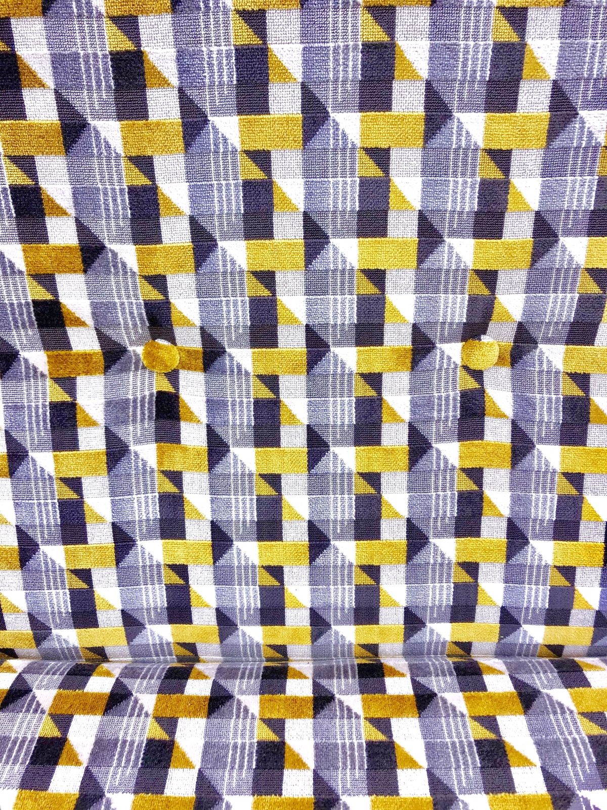 The 'Piccadilly London Underground' Chair, Unique Mid Century Cocktail Chair Reupholstered In Geometric Romo 'Piccadilly Underground' Fabric. photo Furniture