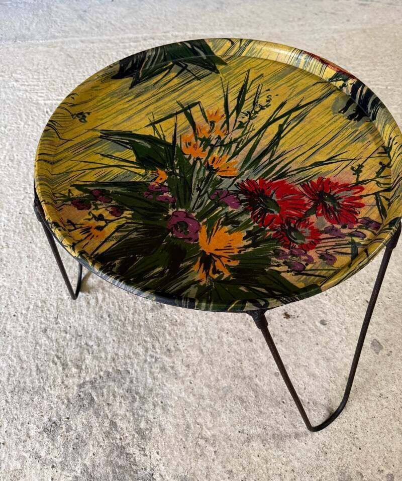 photo for sale 1950's French Design Tripod Tray Side Table