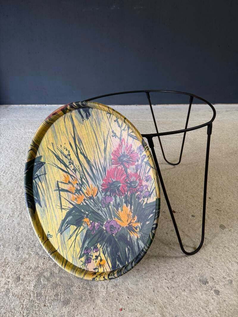 photo vinterior 1950's French Design Tripod Tray Side Table