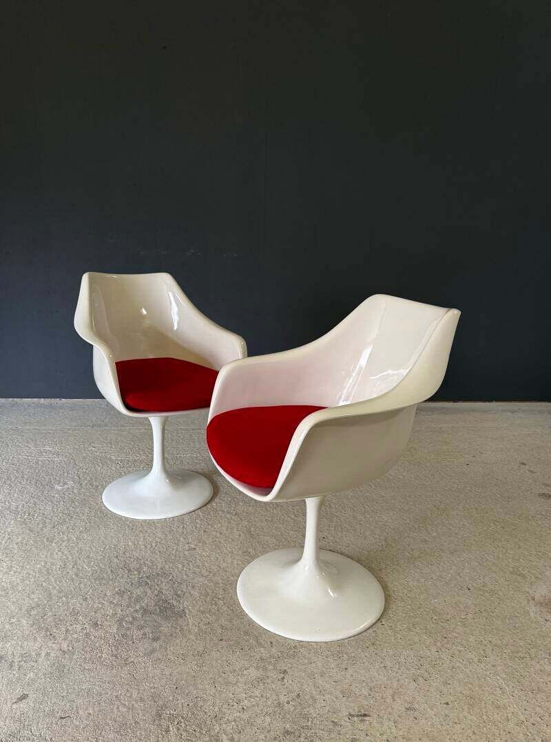 1960's Midcentury Modern Design Tulip Swivel Armchair Set photo vintage