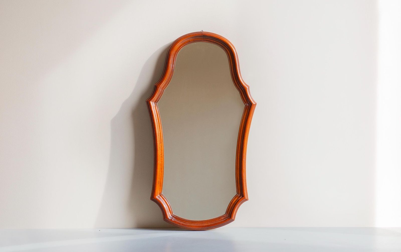 Vintage Wooden Wall Mirror   Scalloped Arched Frame   Victorian Style photo 212.0