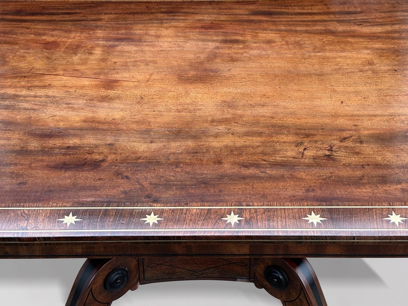 Furniture 18th Century George III Period Mahogany Brass & Ebony Inlay Centre Table photo