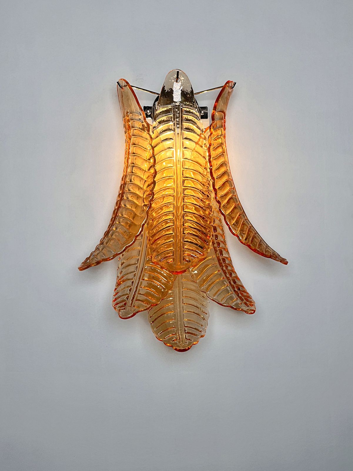 photo vinterior Pair Of Vintage Murano Amber Felci Glass Wall Sconces