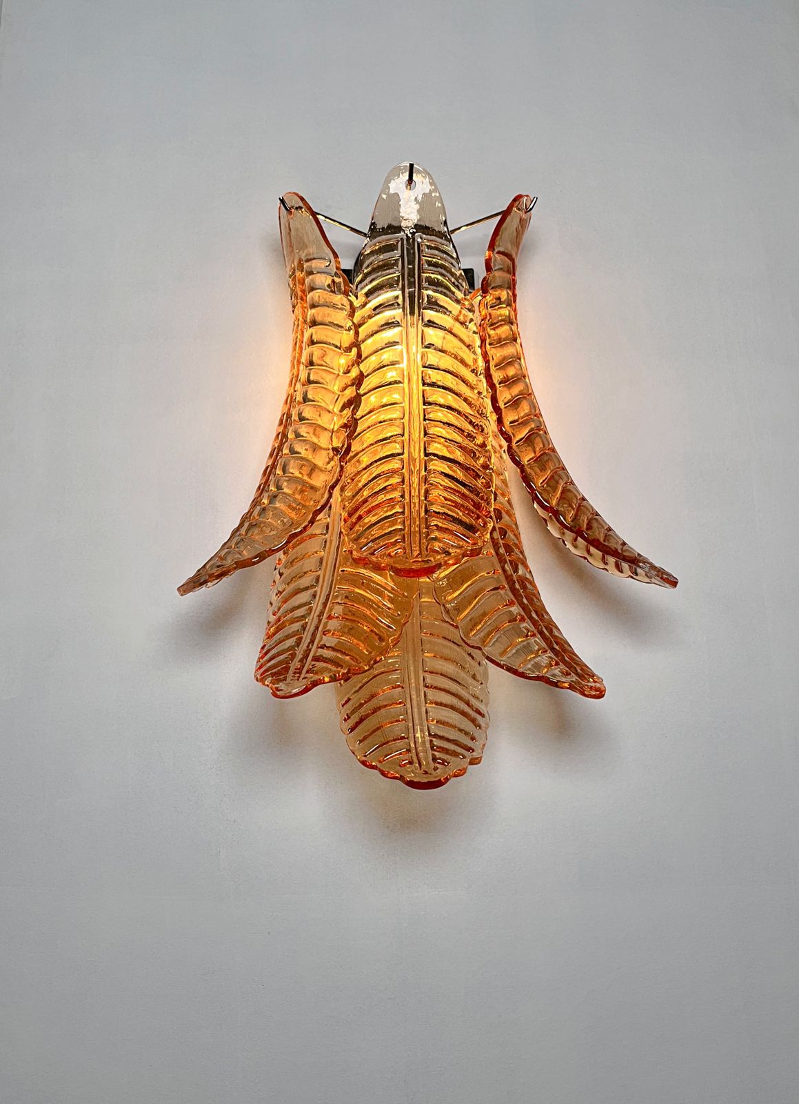 photo buy Pair Of Vintage Murano Amber Felci Glass Wall Sconces