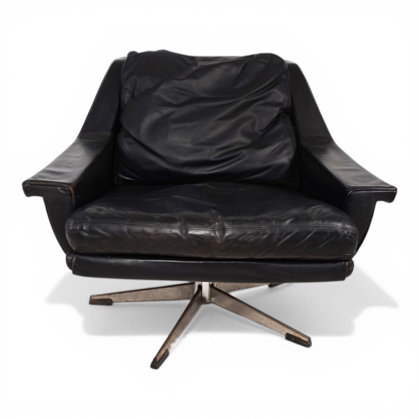 Esa 802 Black Leather Lounge Chair By Werner Langenfeld, 1970 photo vinterior