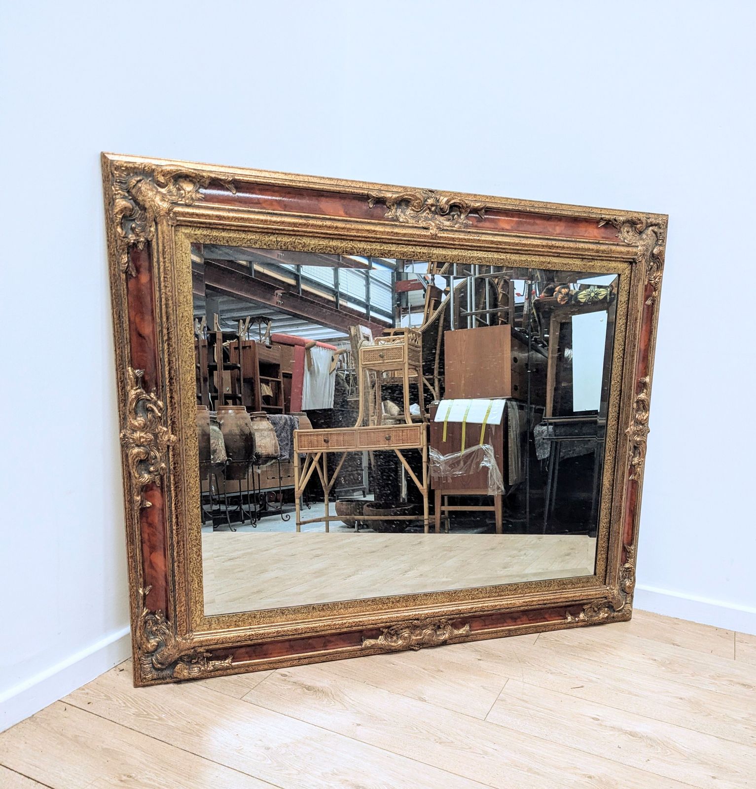 19th Century Style Gilt & Lacquered Bevelled Mirror Delivery Available 0163 photo vintage