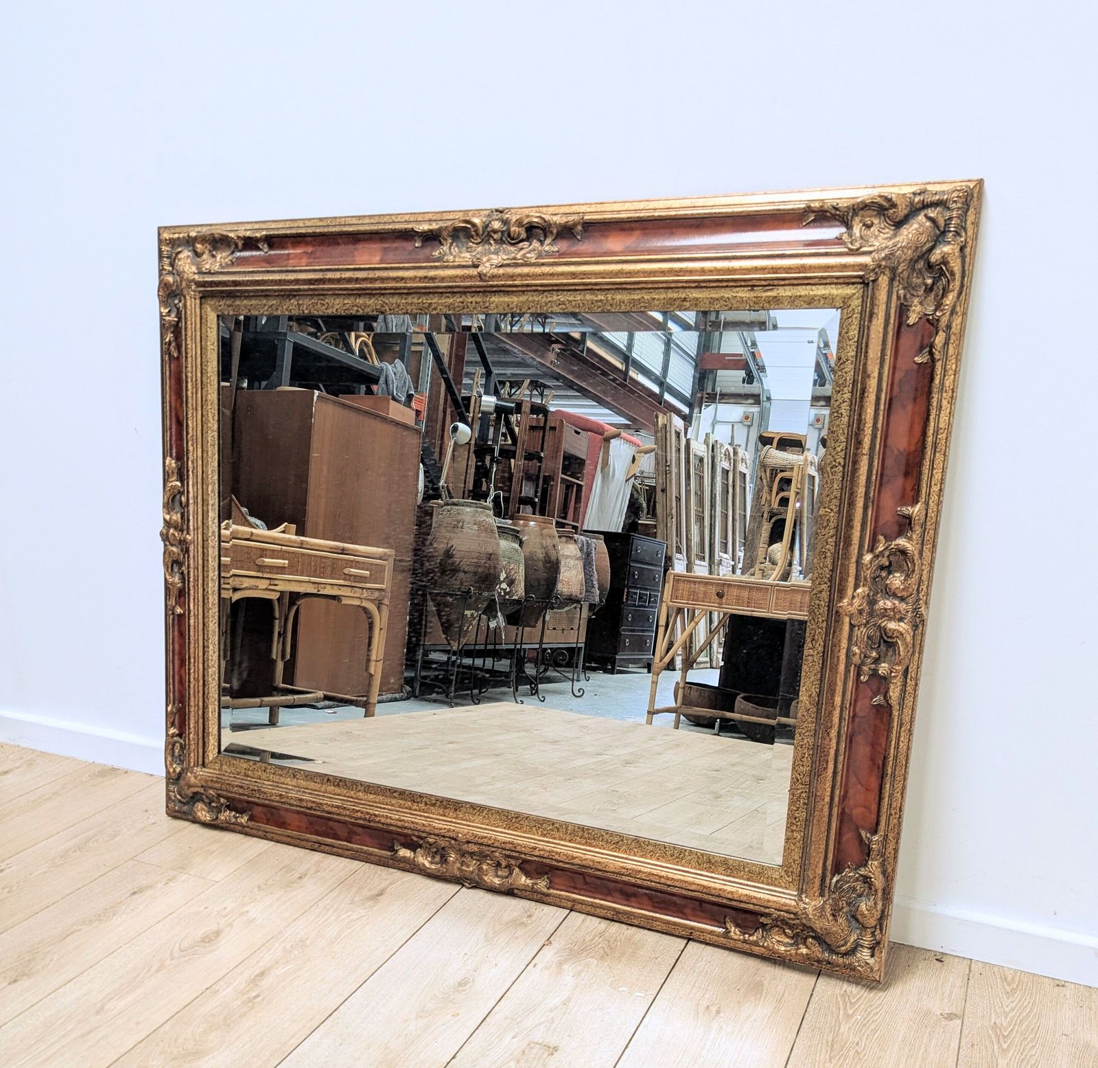 19th Century Style Gilt & Lacquered Bevelled Mirror Delivery Available 0163